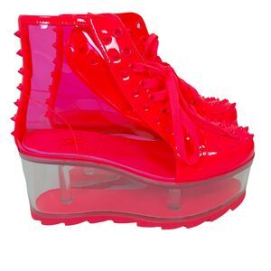 YRU Womens Qloud Elevation Neon Pink Spiked Kawaii Platform Sneaker Shoes Size 7